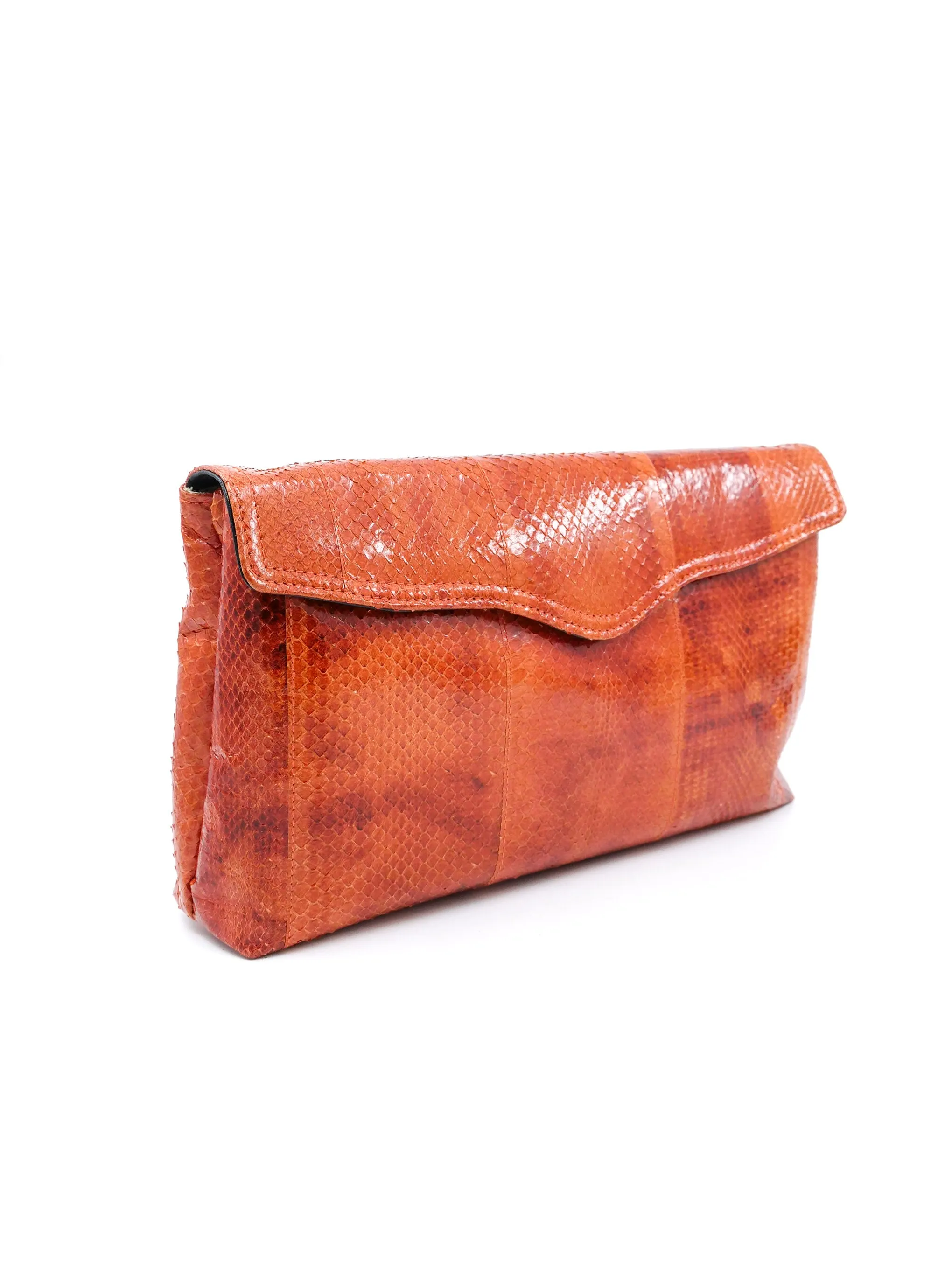 Orange Snakeskin Convertible Clutch