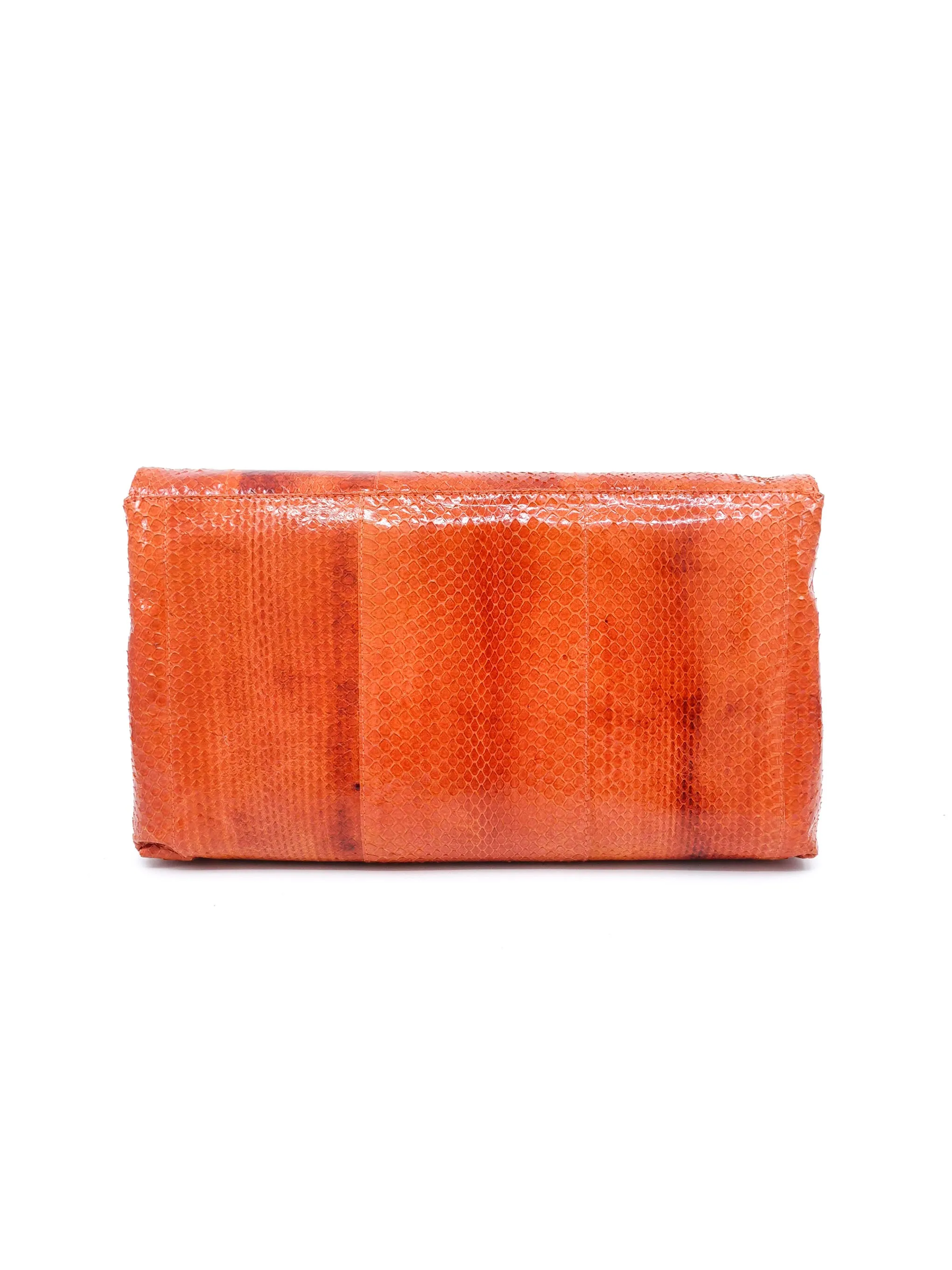 Orange Snakeskin Convertible Clutch