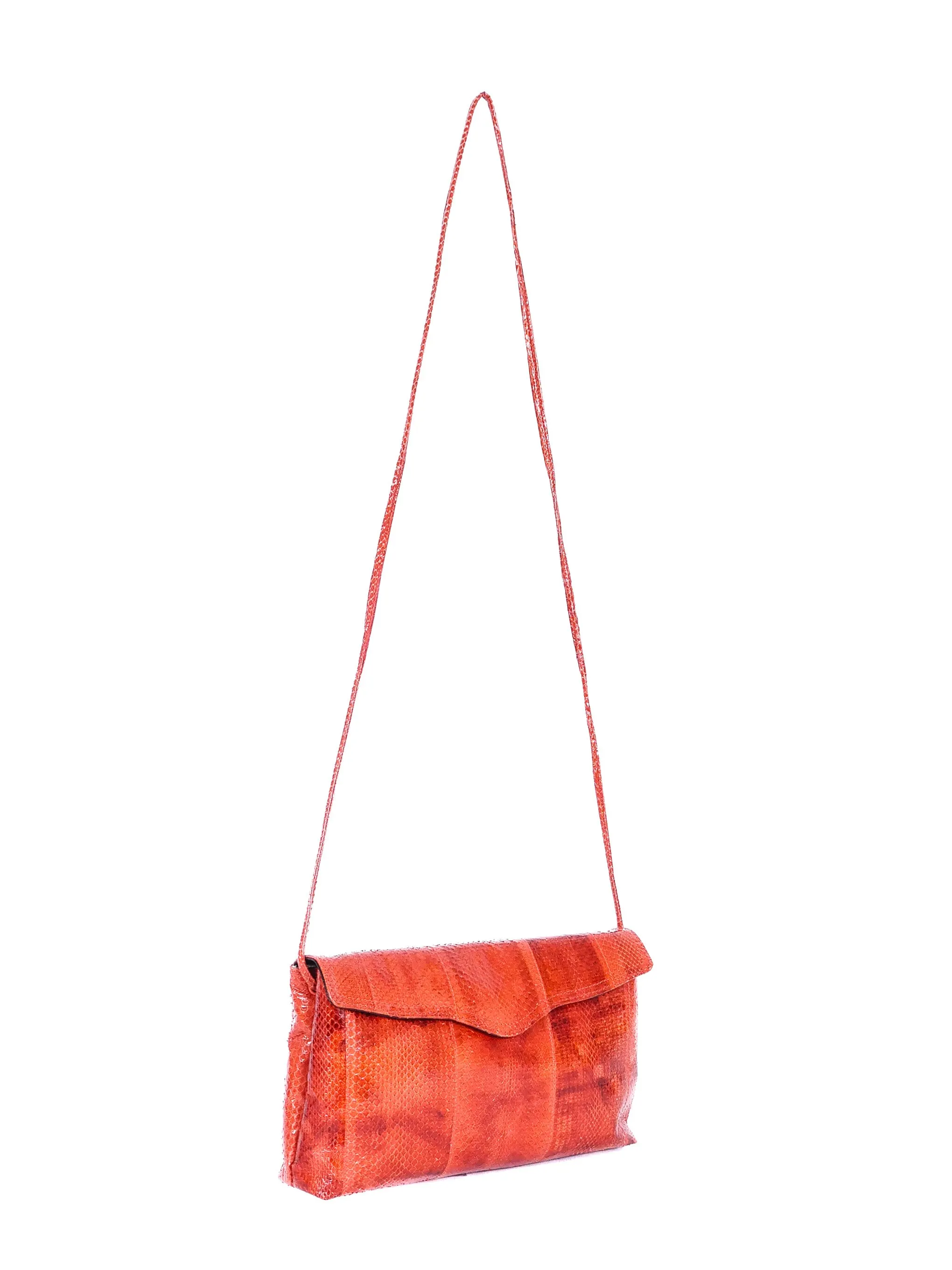 Orange Snakeskin Convertible Clutch