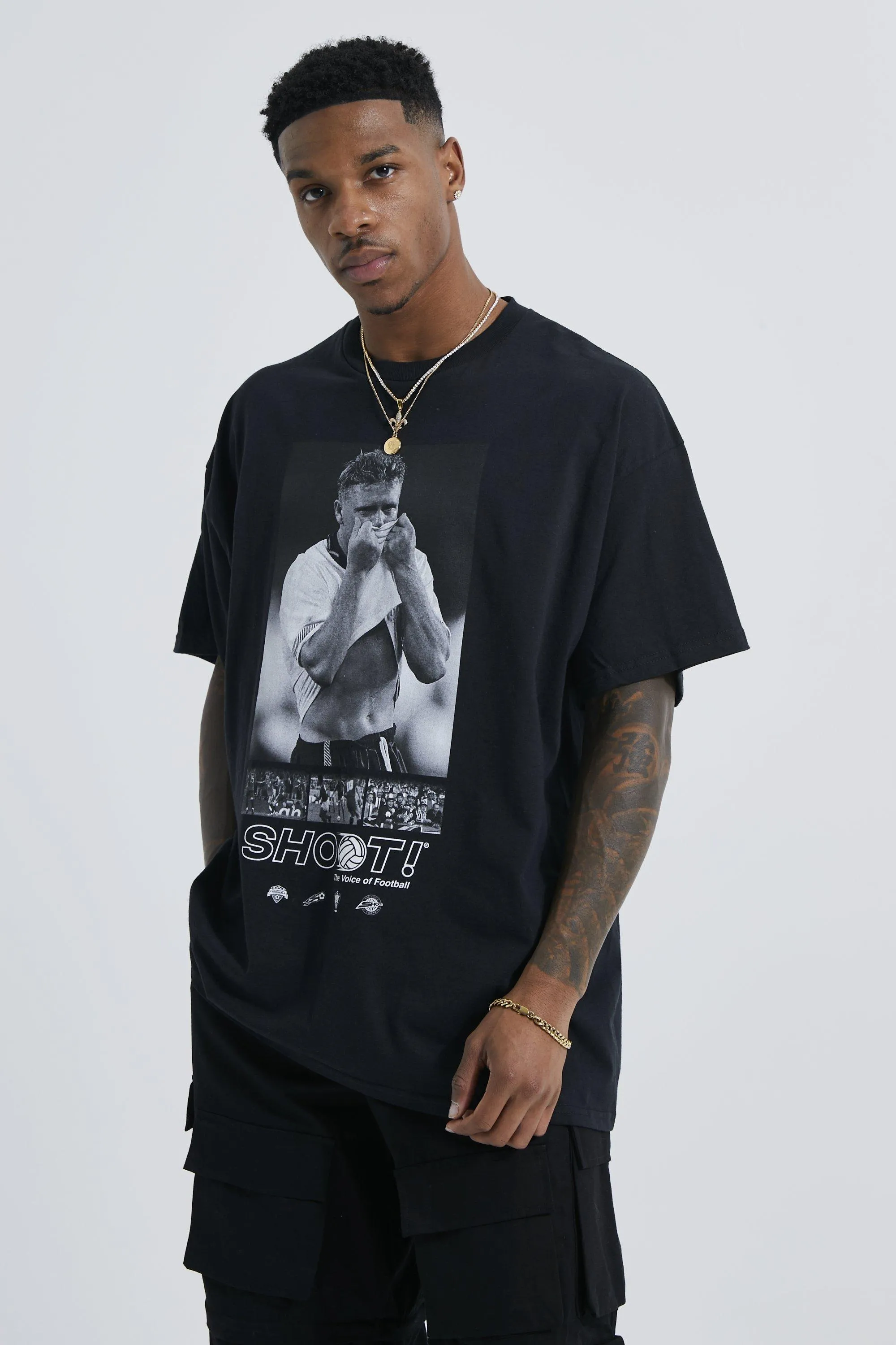 Oversized Shoot Football License T-shirt | boohooMAN UK