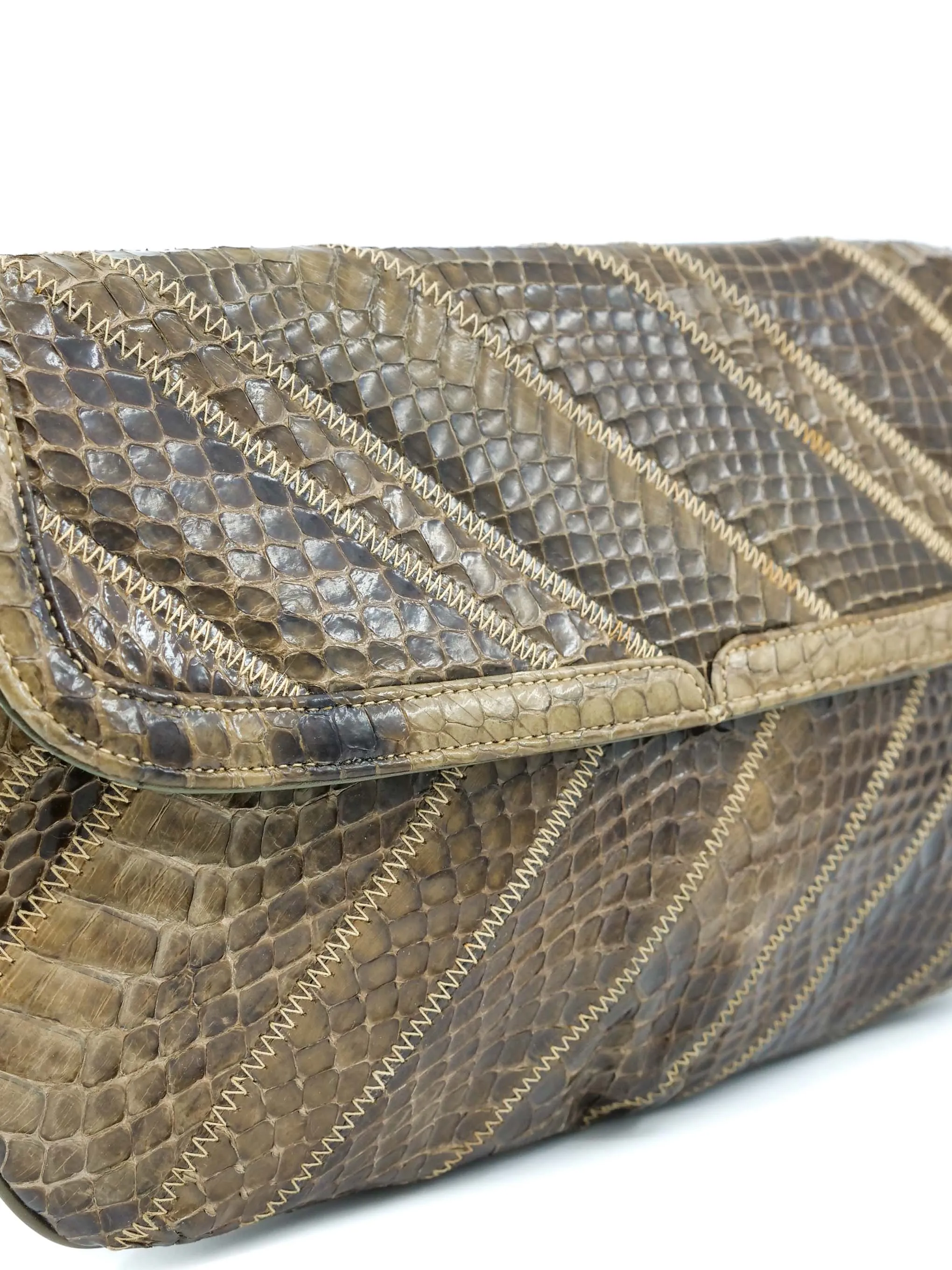 Patchwork Snakeskin Convertible Clutch