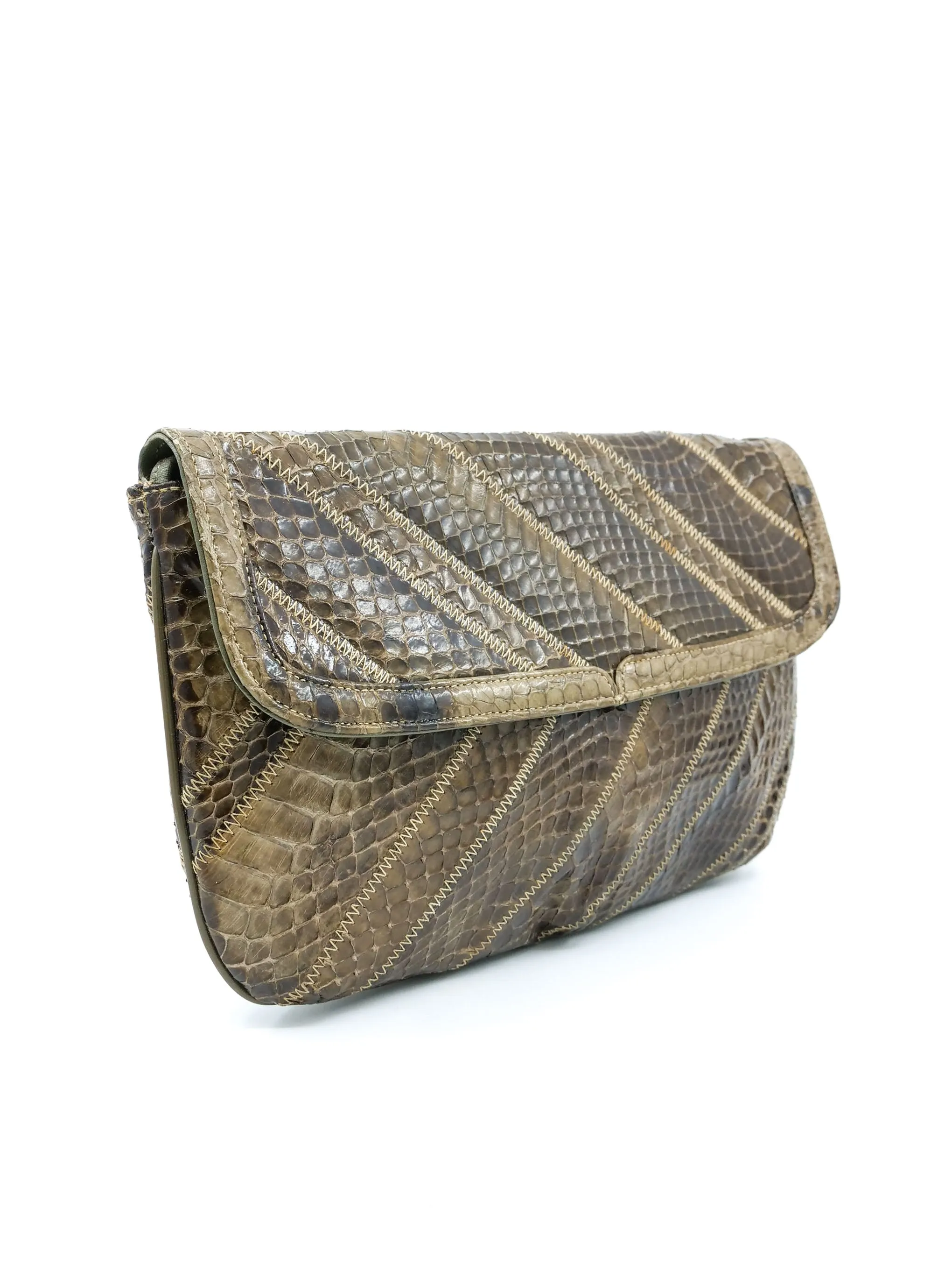 Patchwork Snakeskin Convertible Clutch