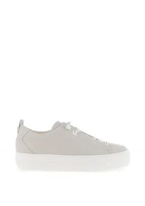 Paul Green Leather Elastic Lace Platform Trainers, Light Grey