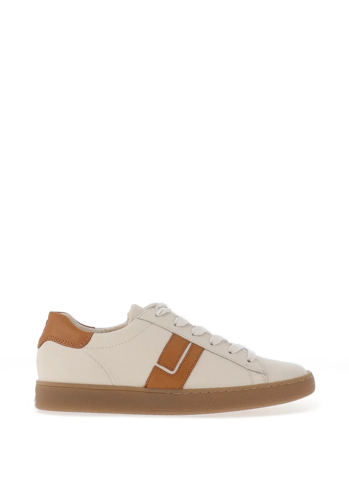 Paul Green Leather Lace Up Trainers, Beige