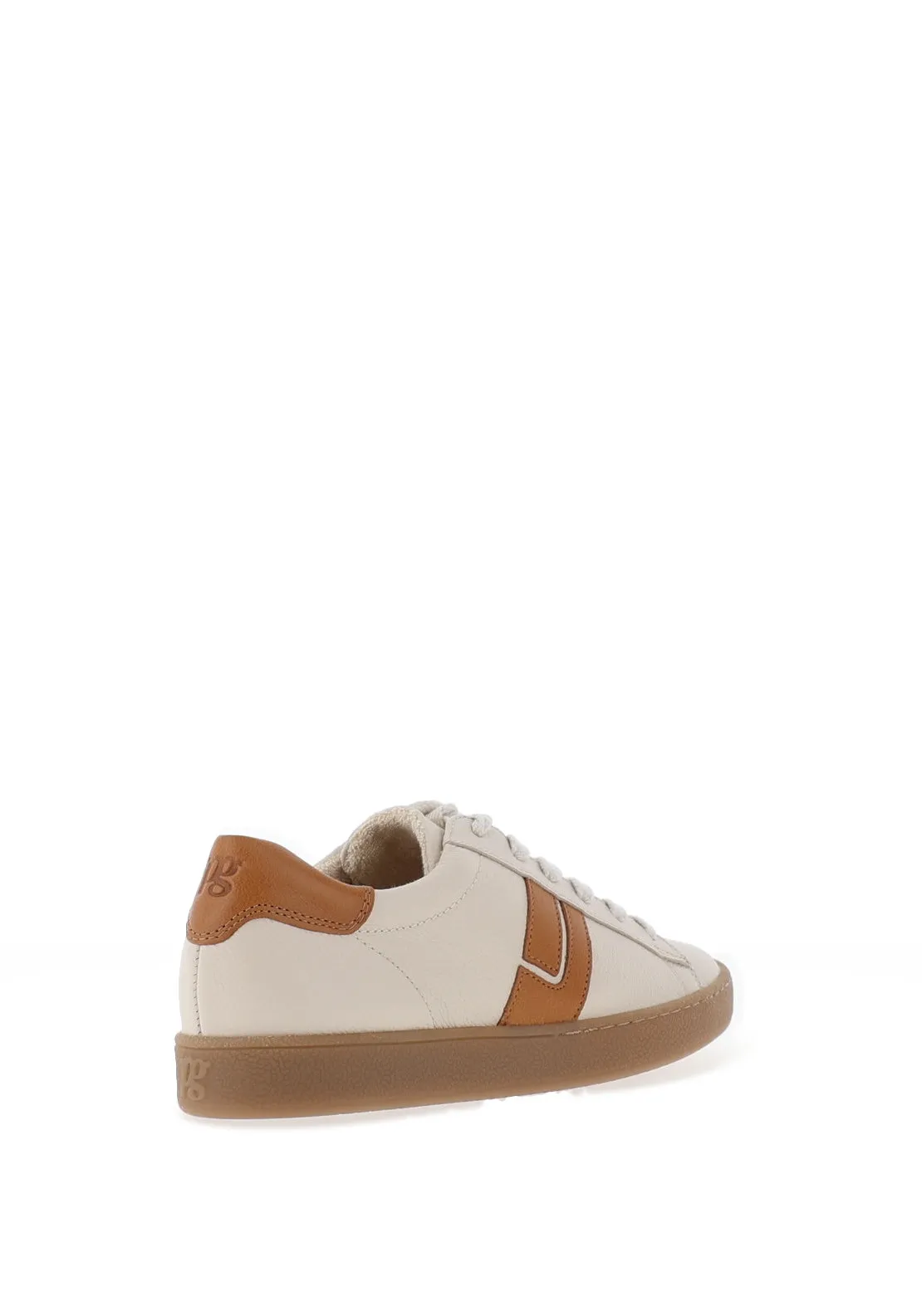 Paul Green Leather Lace Up Trainers, Beige