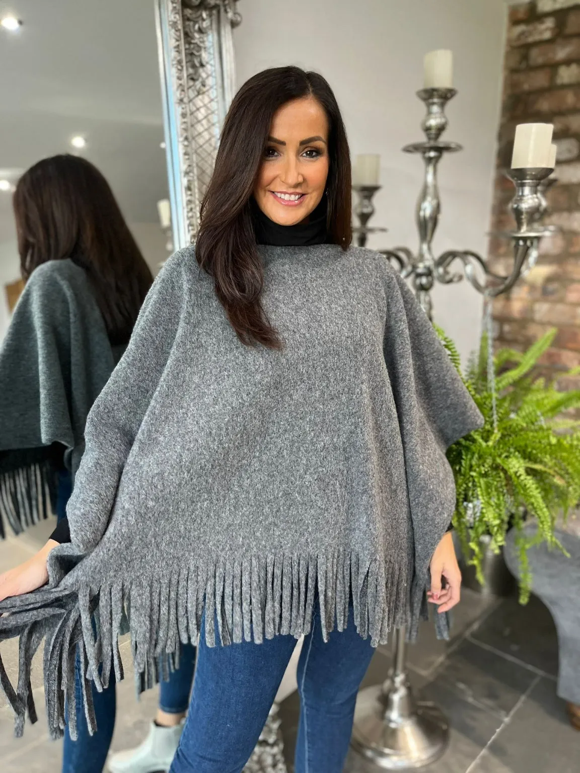 Plain Tassel Hem Poncho Hayden