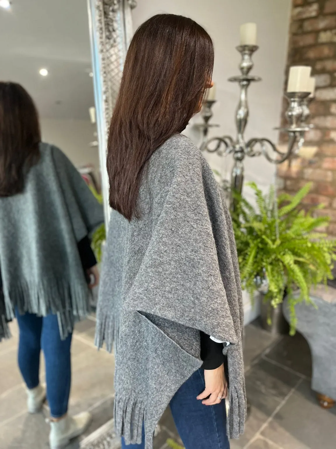 Plain Tassel Hem Poncho Hayden