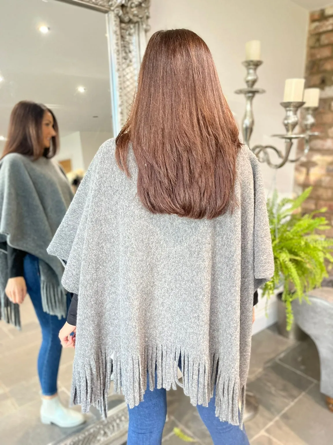 Plain Tassel Hem Poncho Hayden