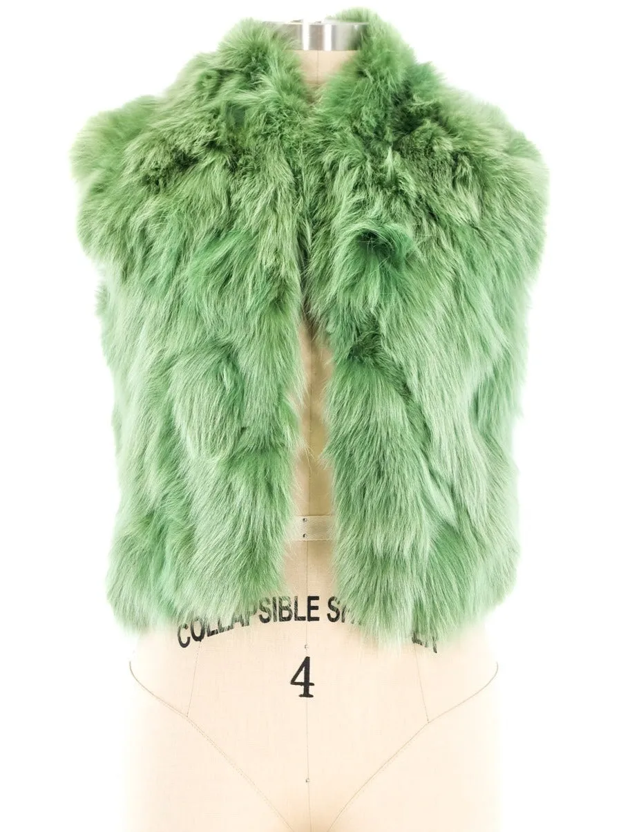 Plein Sud Green Fox Fur Vest