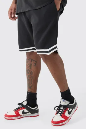 Plus Loose Mid Length Basketball Short In Black | boohooMAN UK