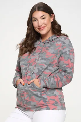 Plus Size Camouflage Ops Washed Pocket Hoodie