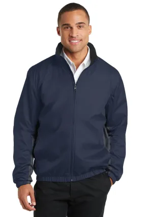 Port Authority Core Colorblock Wind Jacket J330 Dress Blue Navy/ Battleship Grey