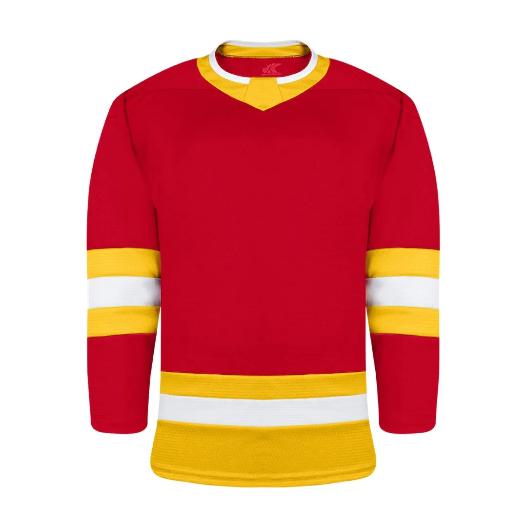 Premium League Hockey Jersey: Red/Gold/White