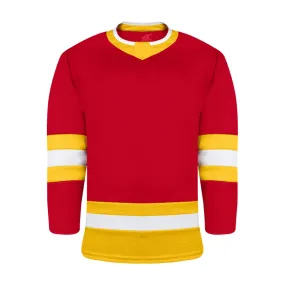 Premium League Hockey Jersey: Red/Gold/White