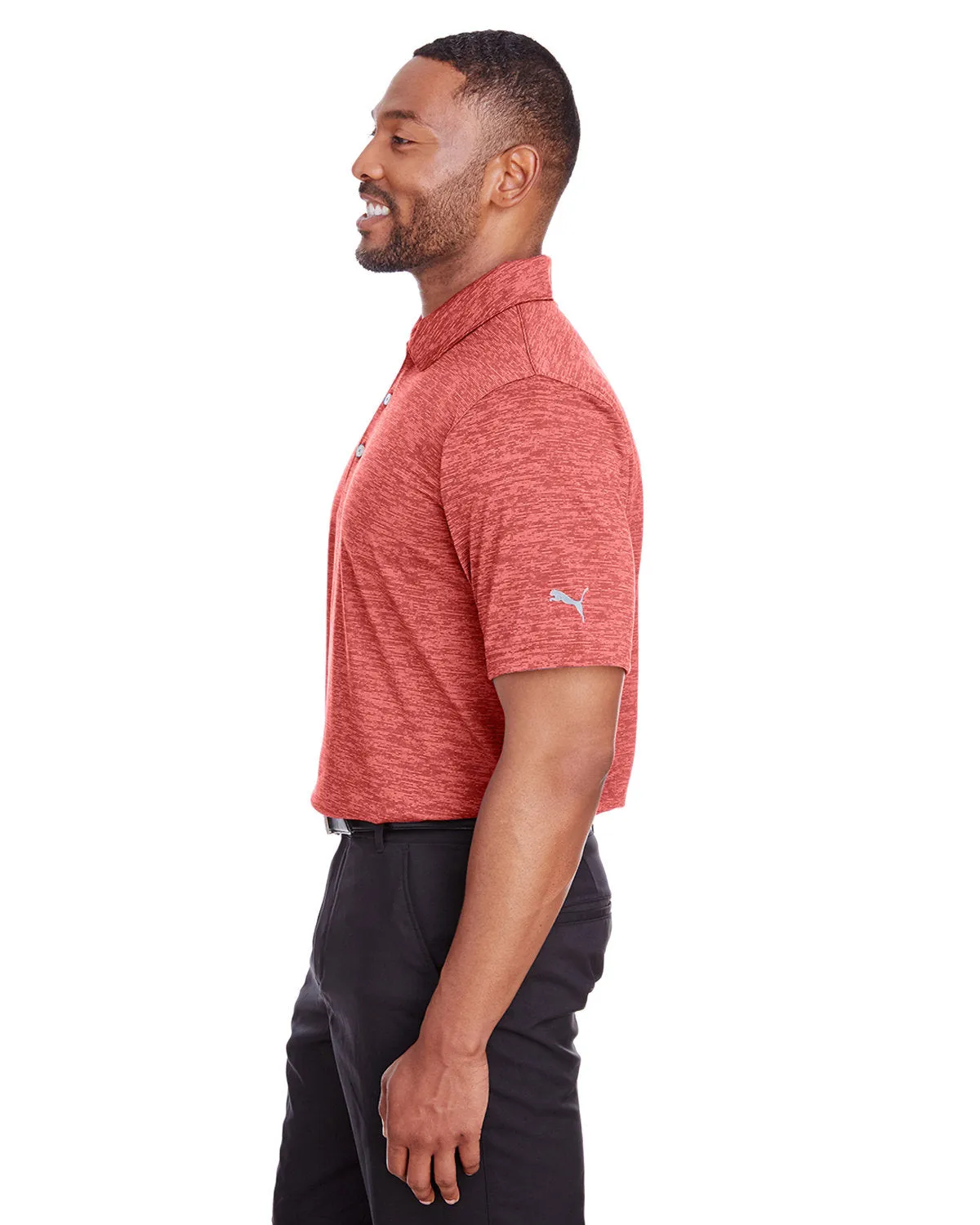 Puma Golf Men's Icon Heather Polo, High Risk Red