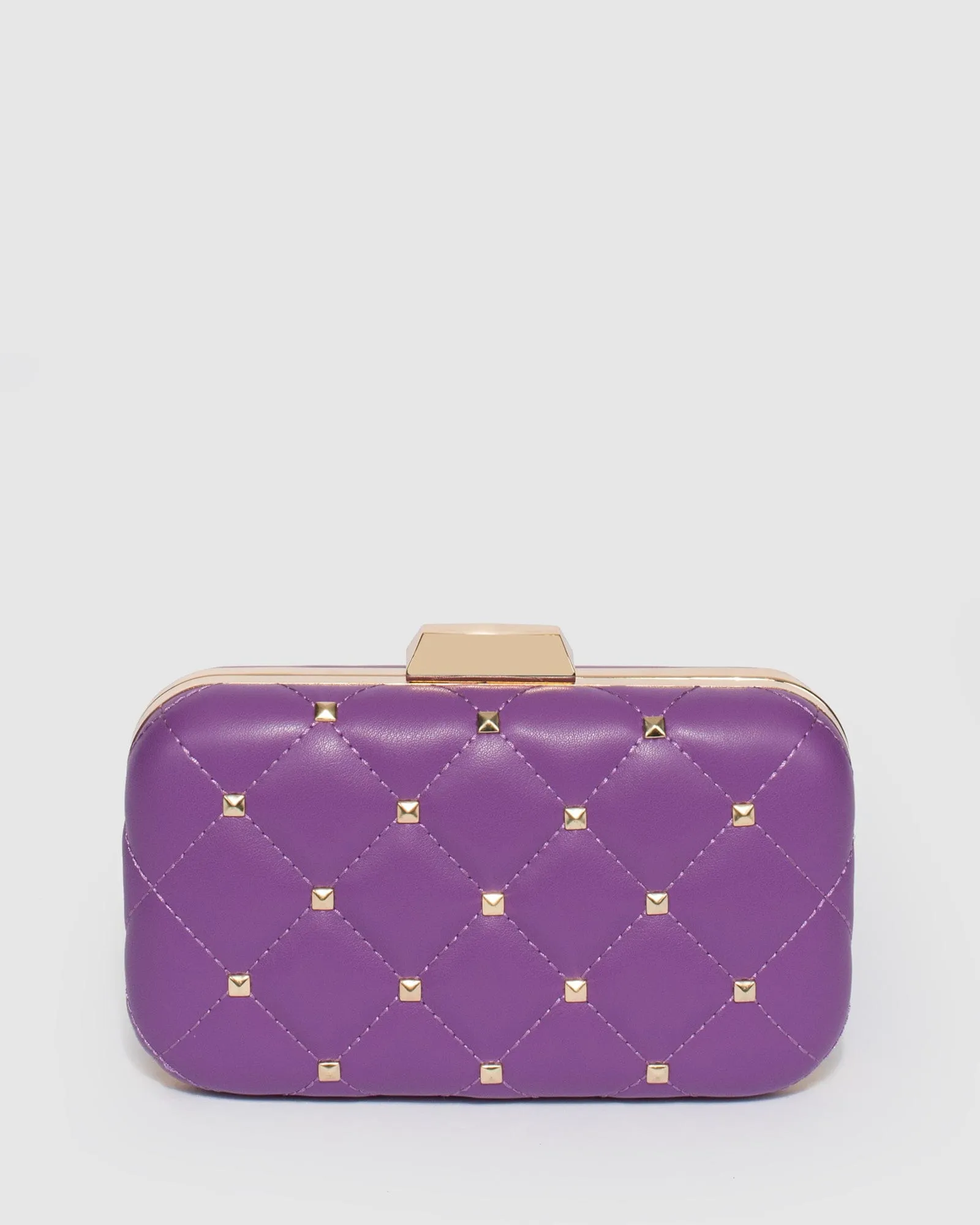 Purple Sahar Stud Clutch Bag