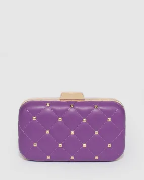 Purple Sahar Stud Clutch Bag