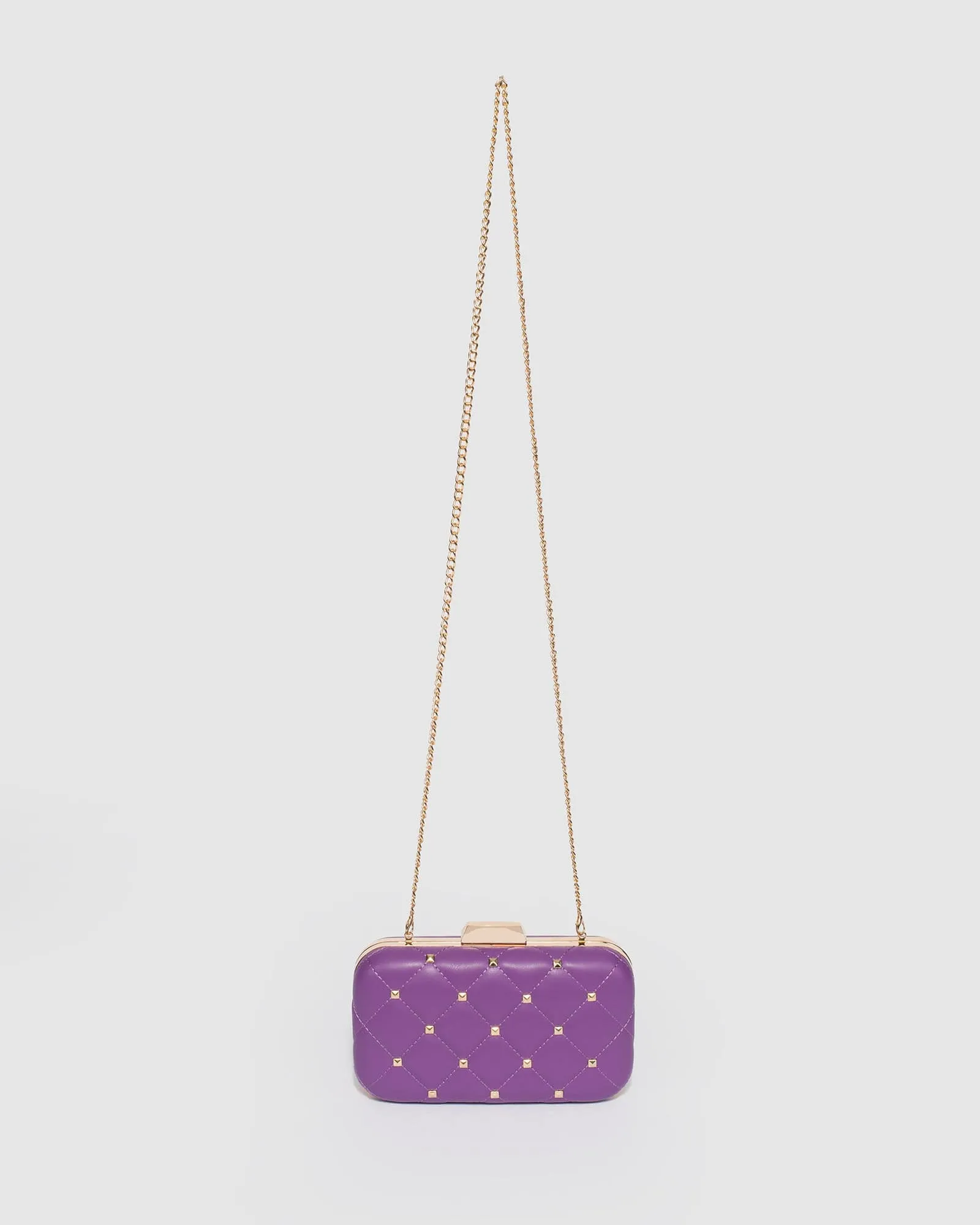 Purple Sahar Stud Clutch Bag