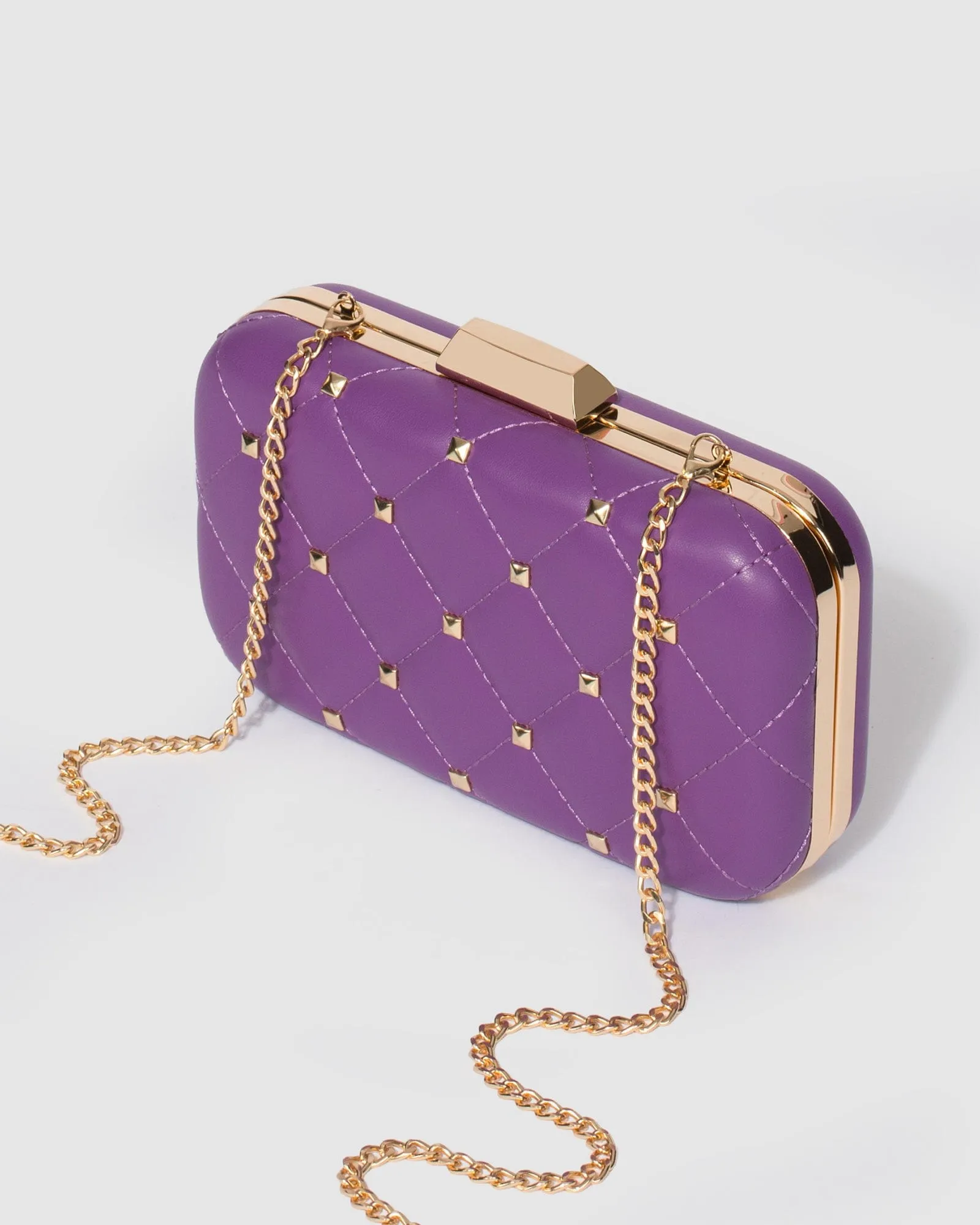 Purple Sahar Stud Clutch Bag