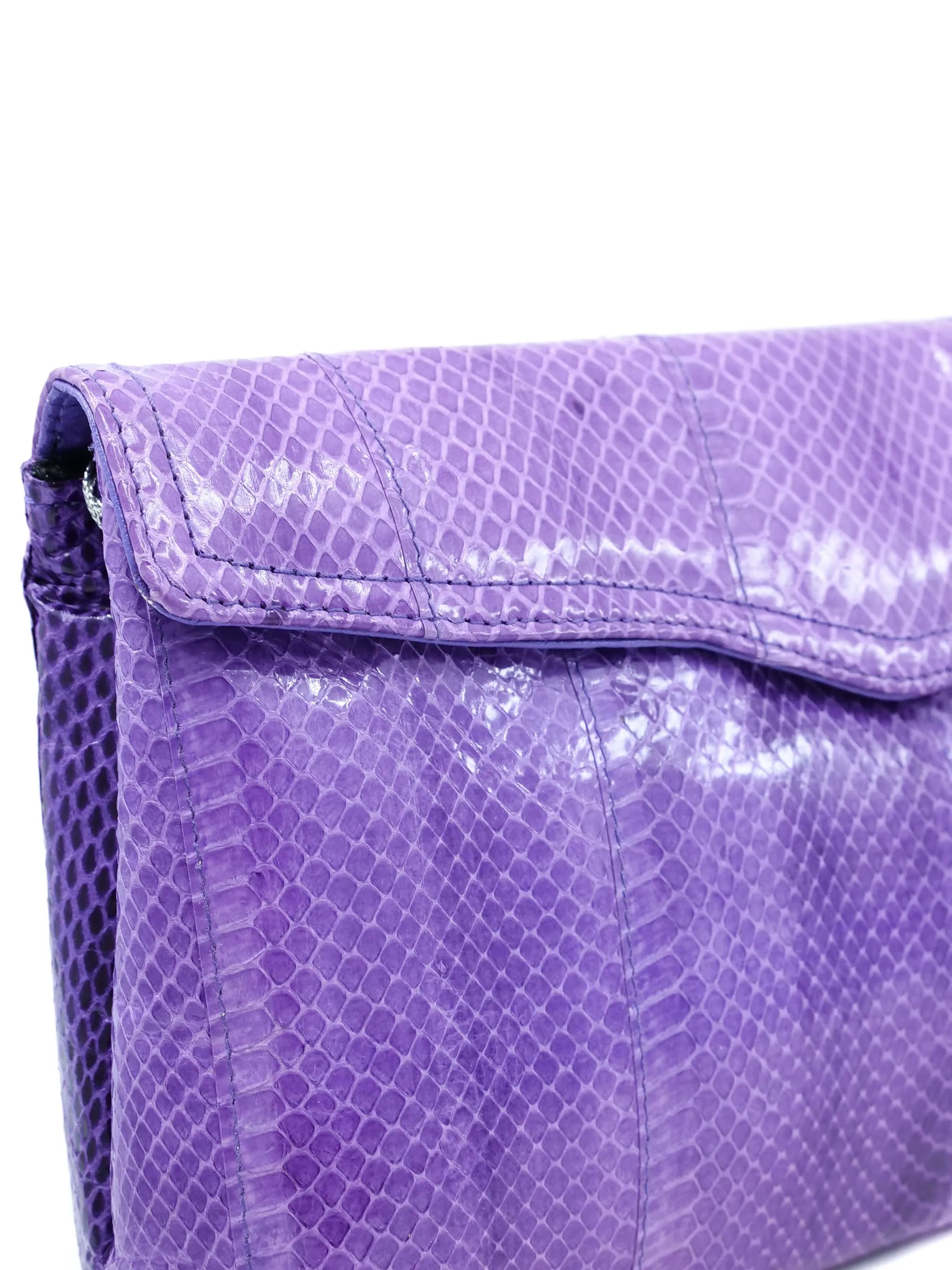 Purple Snakeskin Convertible Clutch