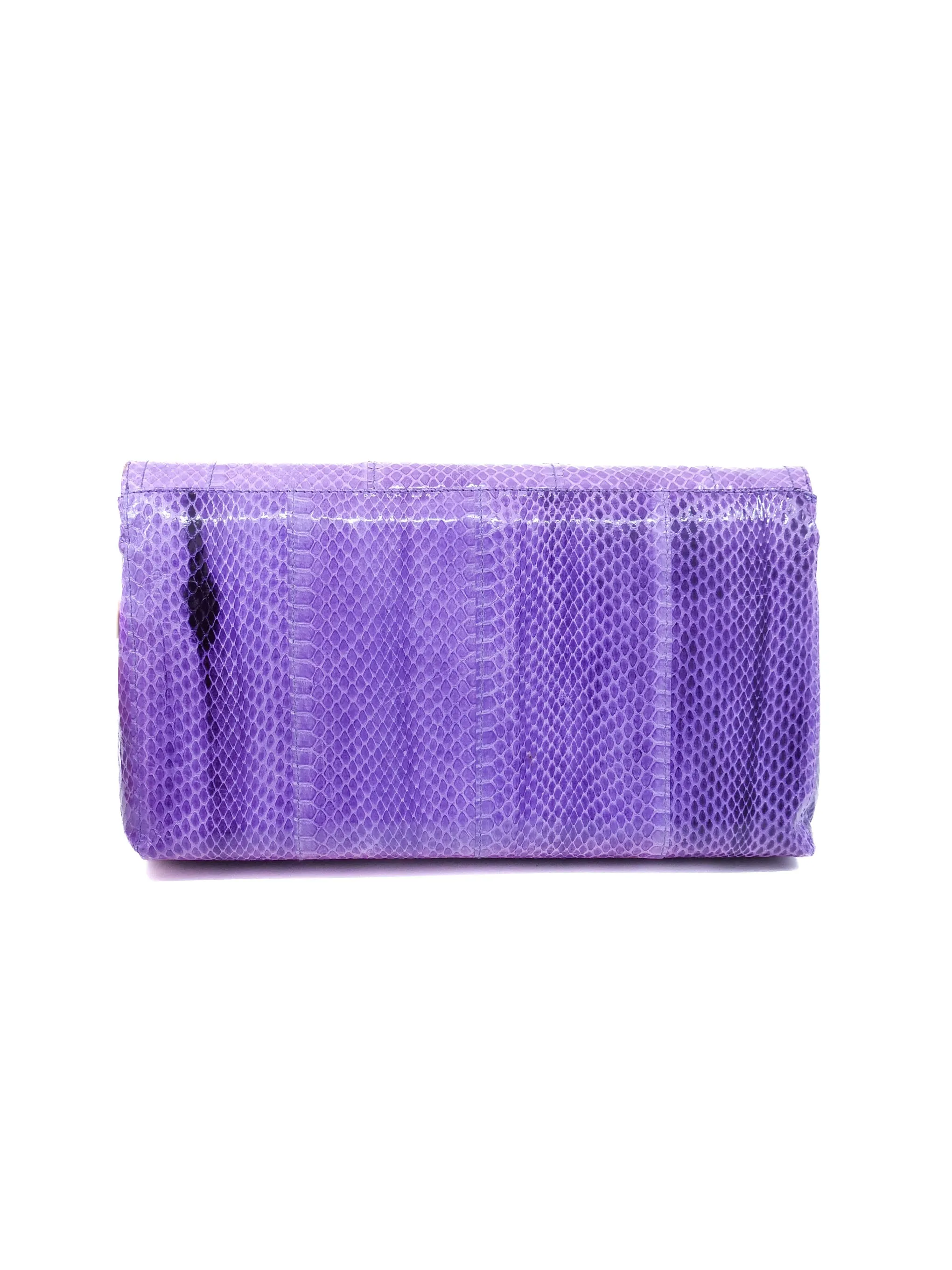 Purple Snakeskin Convertible Clutch