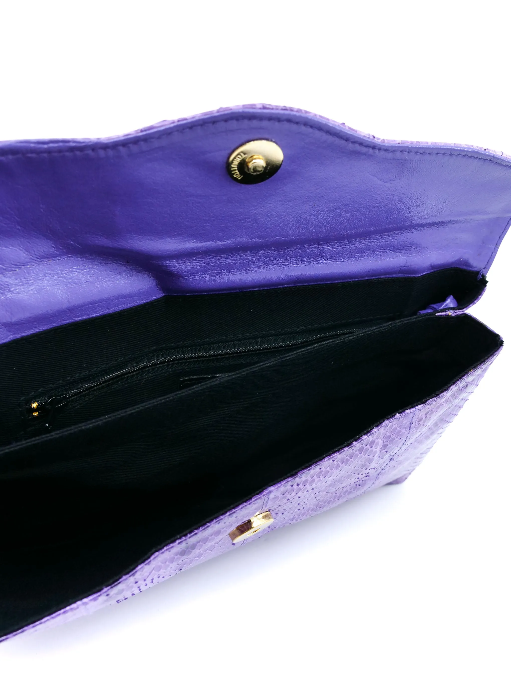 Purple Snakeskin Convertible Clutch