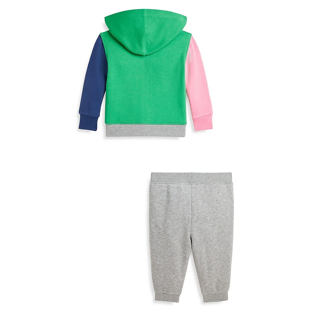 Ralph Lauren Baby's 2-Piece Colourblock Polo Bear Hoodie & Pants Set