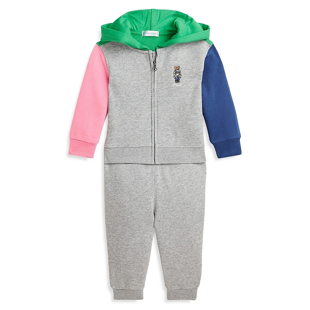 Ralph Lauren Baby's 2-Piece Colourblock Polo Bear Hoodie & Pants Set