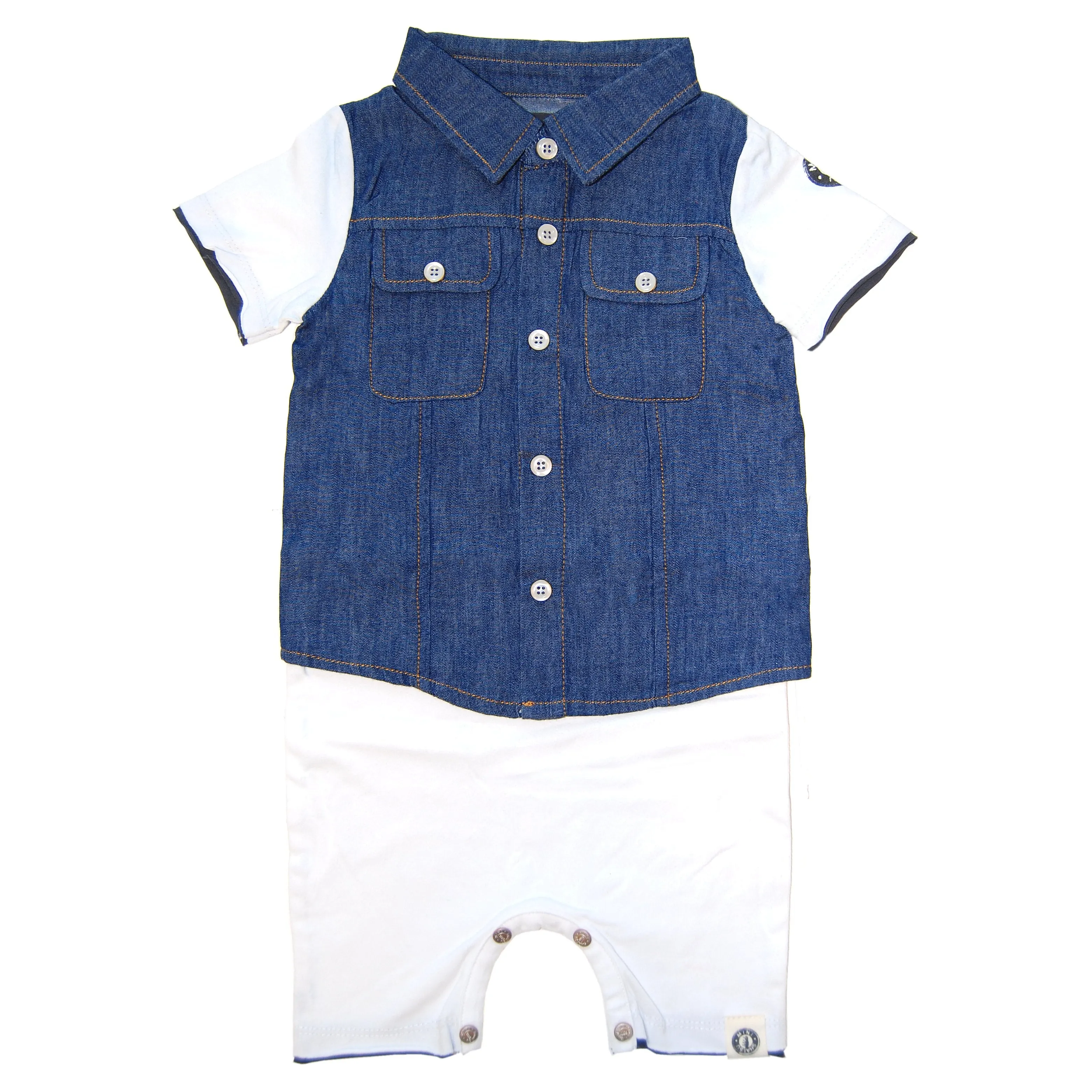 Real Denim Vest Scribble Tie Romper by: Mini Shatsu