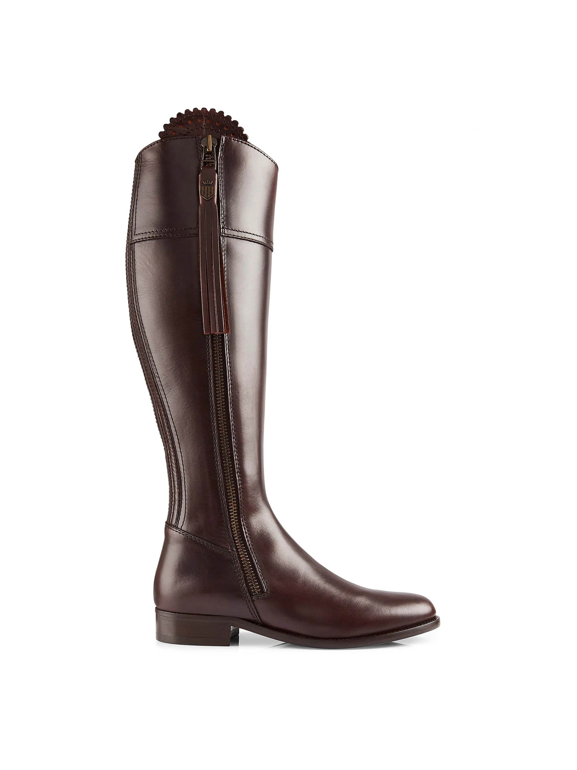 Regina mahogany leather Flat Knee-high Boots        - Sporting Fit