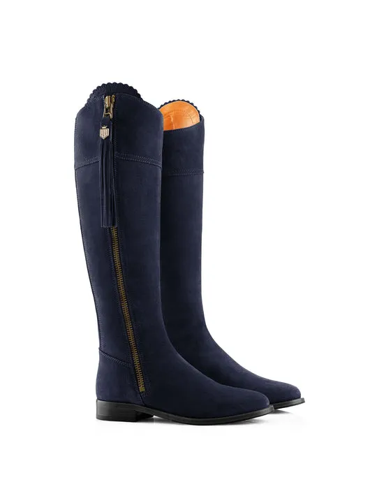 Regina navy Flat Knee-high Boots        - Sporting Fit