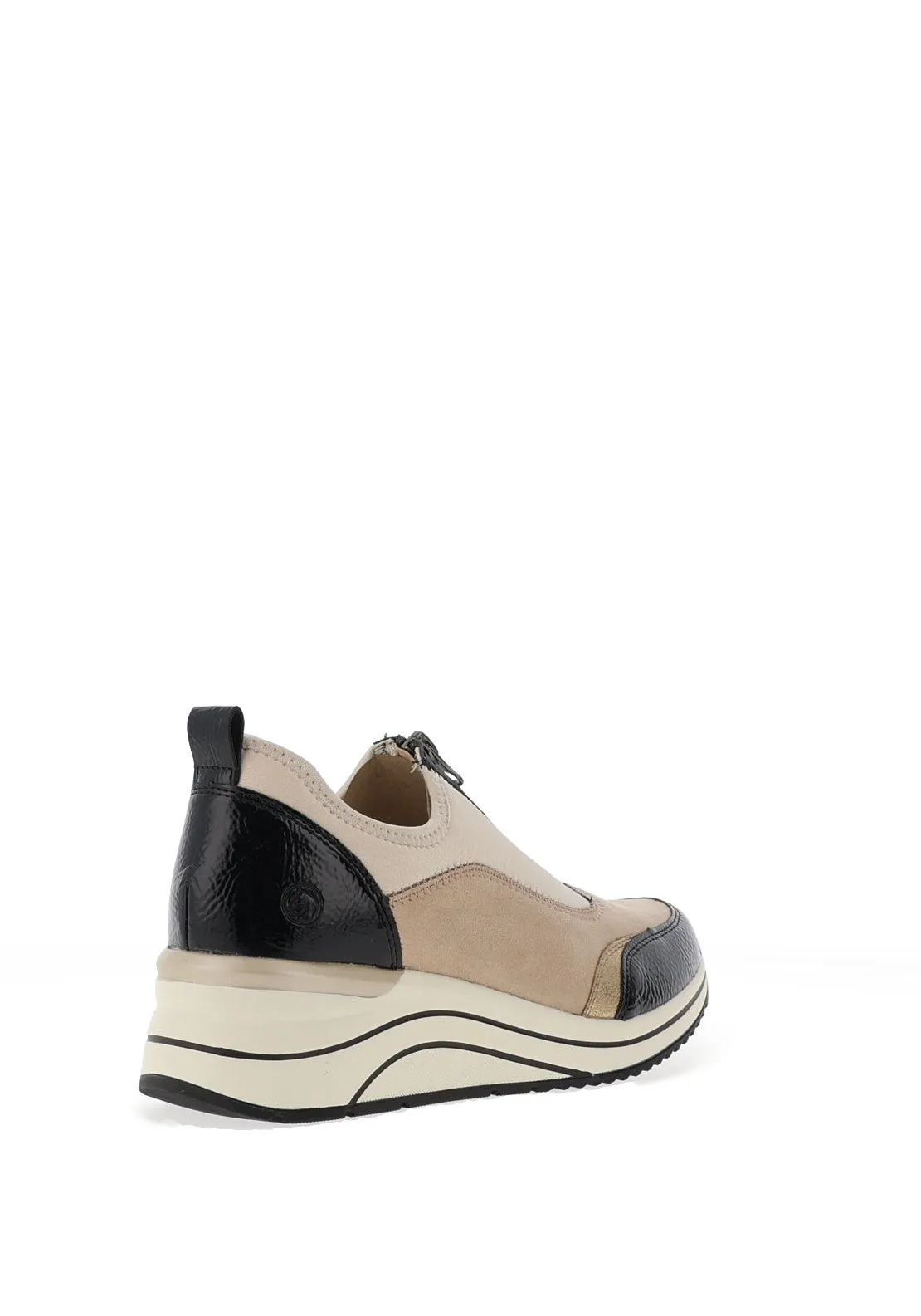 Remonte Zip Detail Wedge Trainers, Neutral and Black