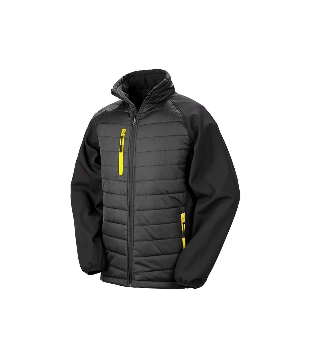 Result Mens Black Compass Padded Soft Shell Jacket (Black/Yellow) - UTPC3326