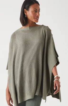 rib-knit two-way poncho