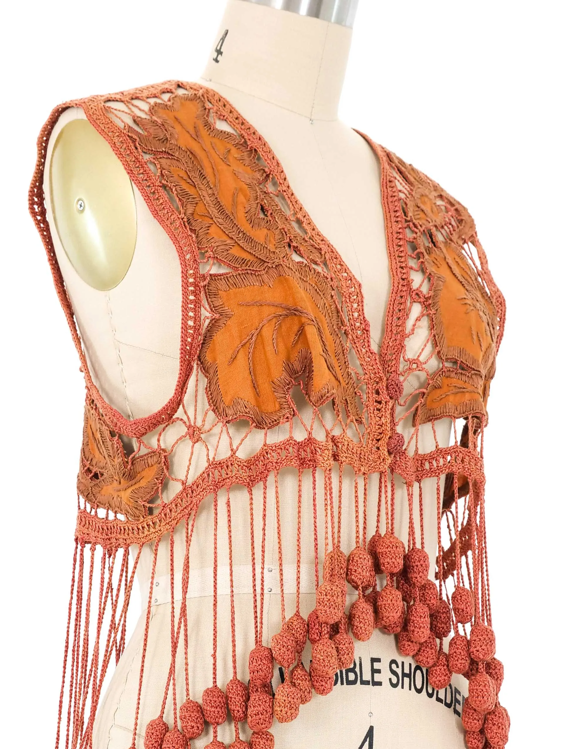 Romeo Gigli Fringe Crochet Vest