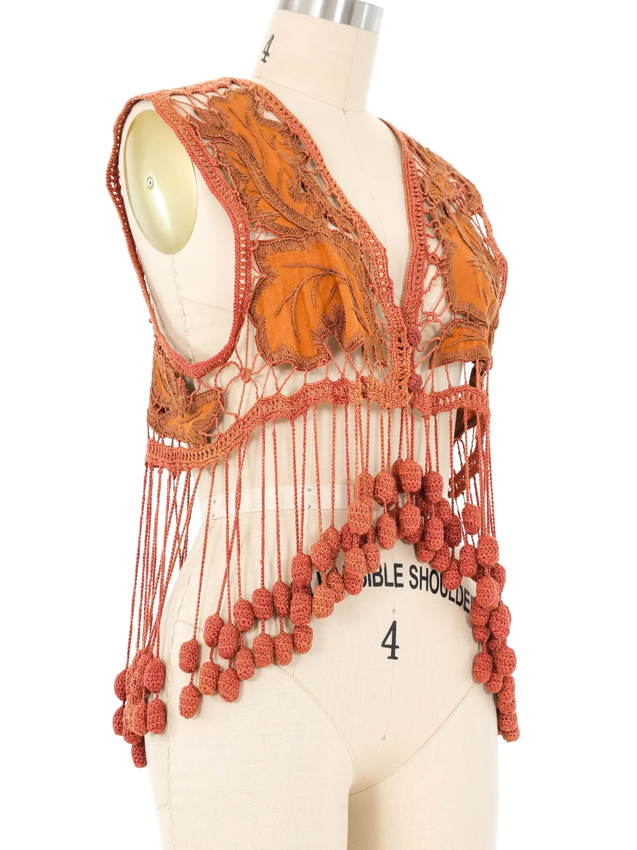 Romeo Gigli Fringe Crochet Vest