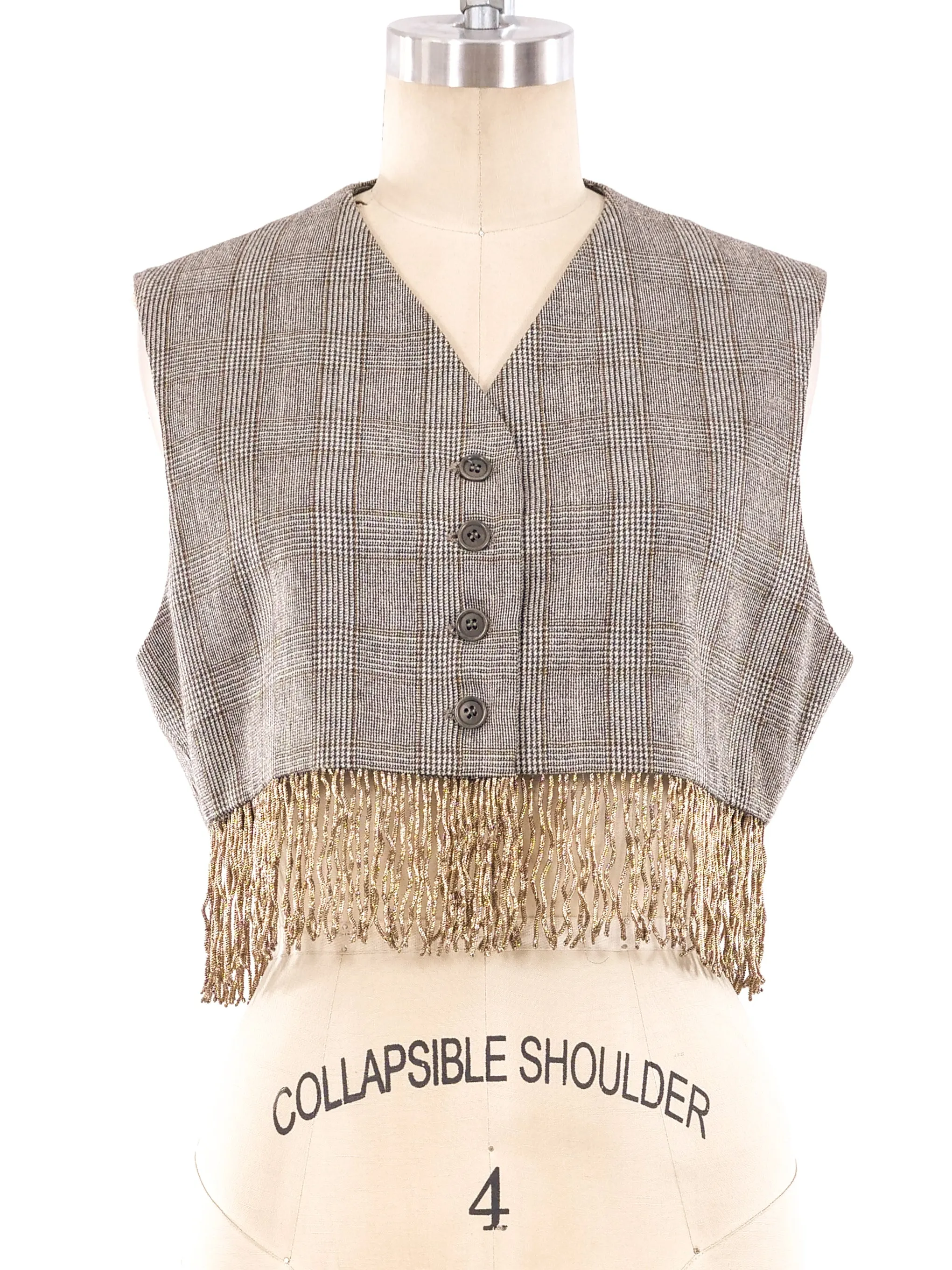 Romeo Gigli Fringe Trimmed Cropped Vest