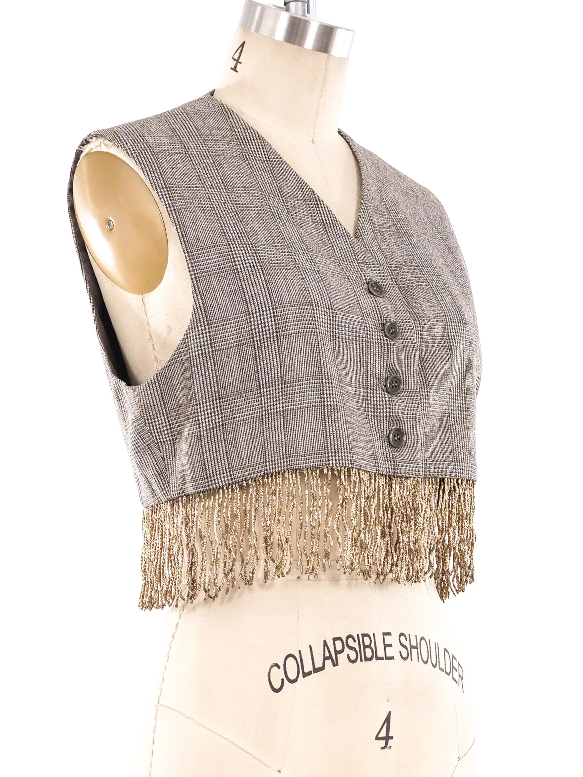 Romeo Gigli Fringe Trimmed Cropped Vest