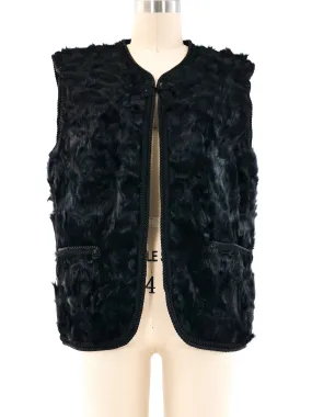 Rope Trimmed Fur Vest