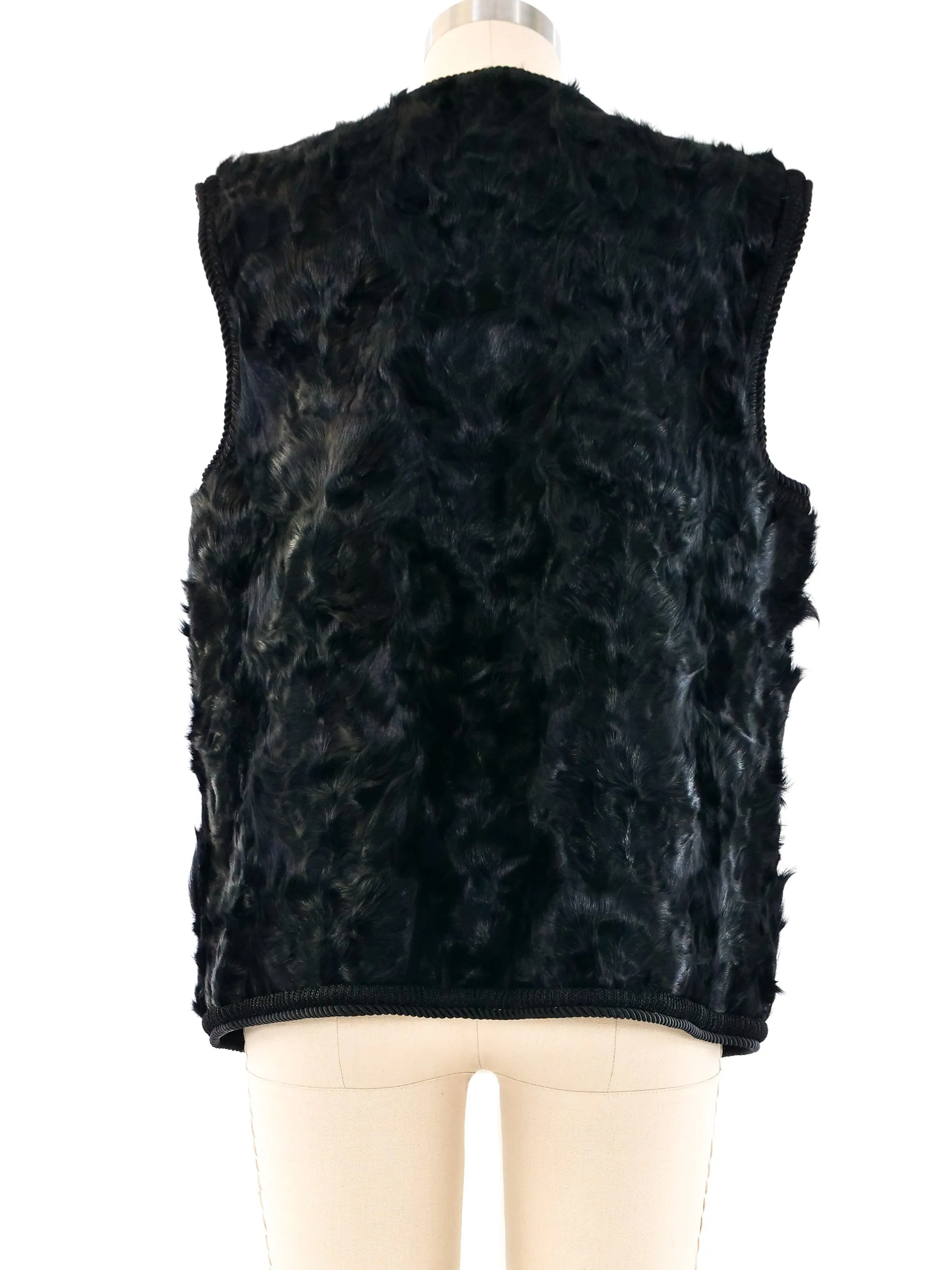 Rope Trimmed Fur Vest