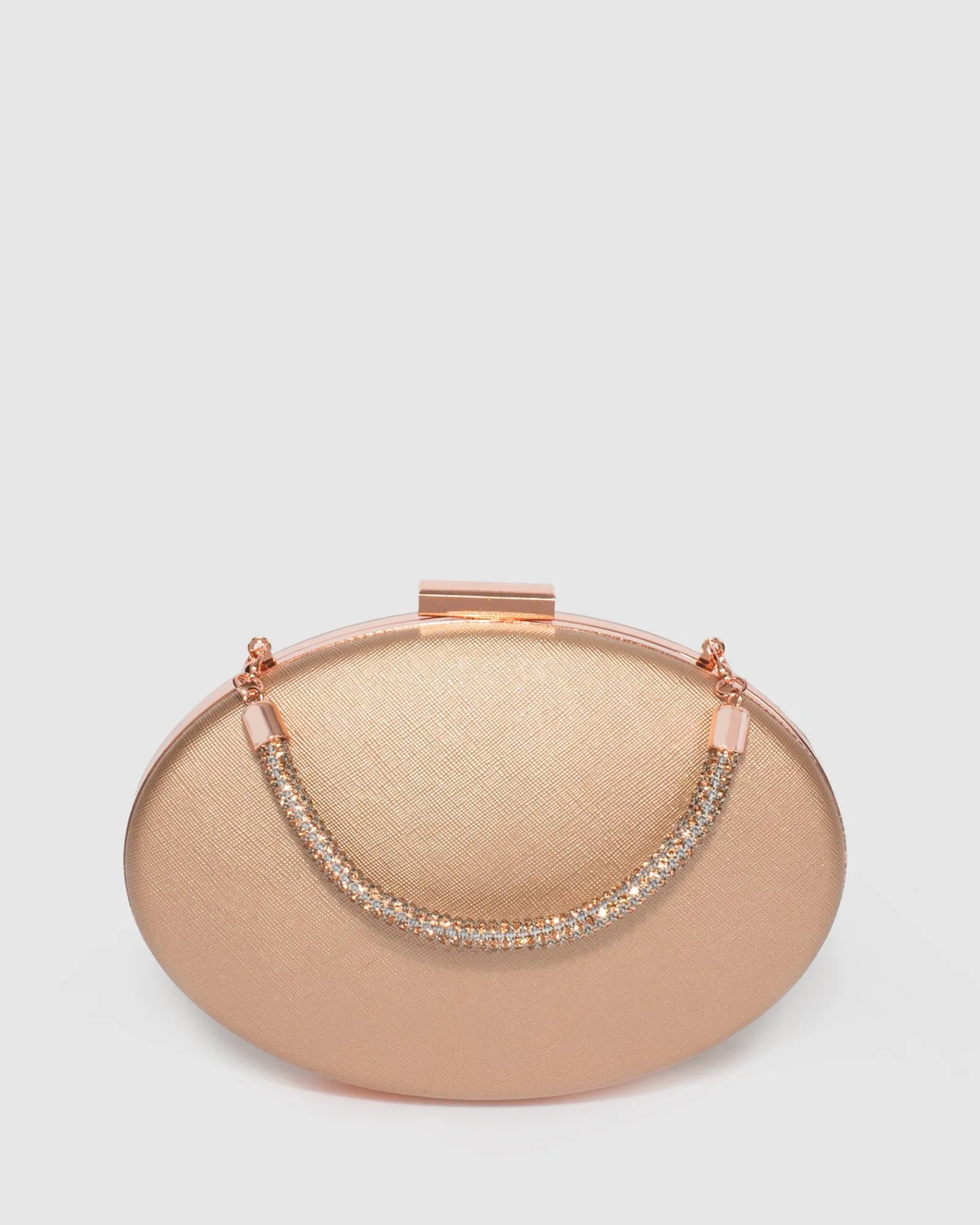 Rose Gold Carmen Crystal Handle Clutch Bag