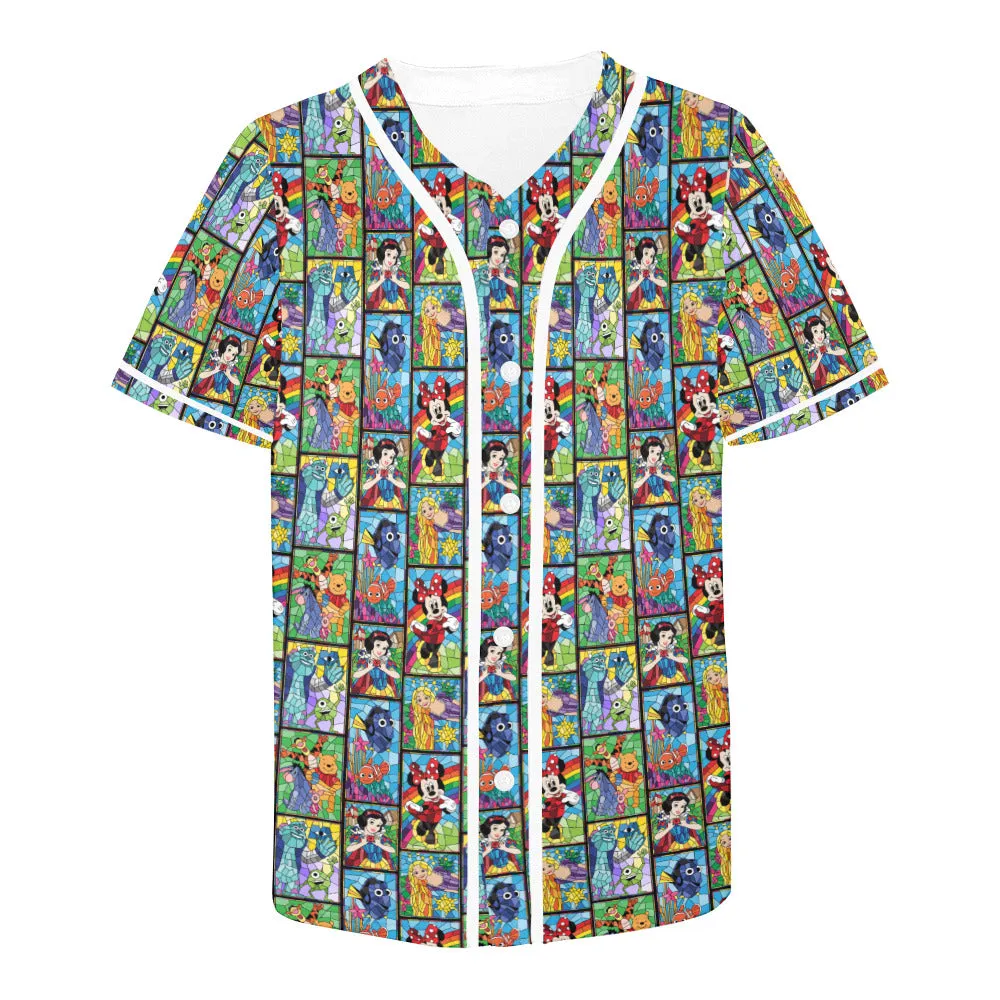 Stained Glass Characters Baseball Jersey