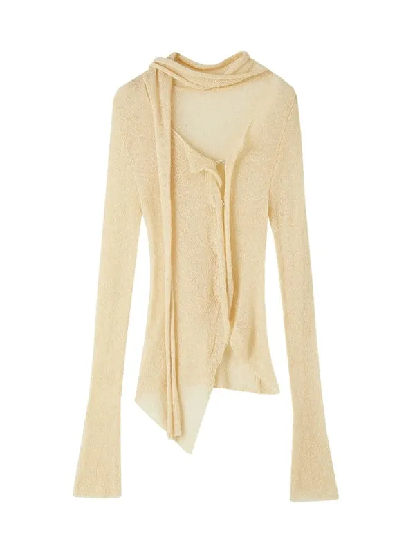 Stole Design Flowing Slim Knitted Cardigan