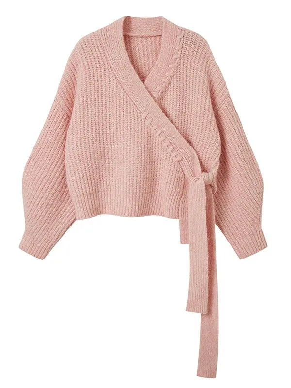 Strappy Cachecoeur V-neck Knitted Cardigan