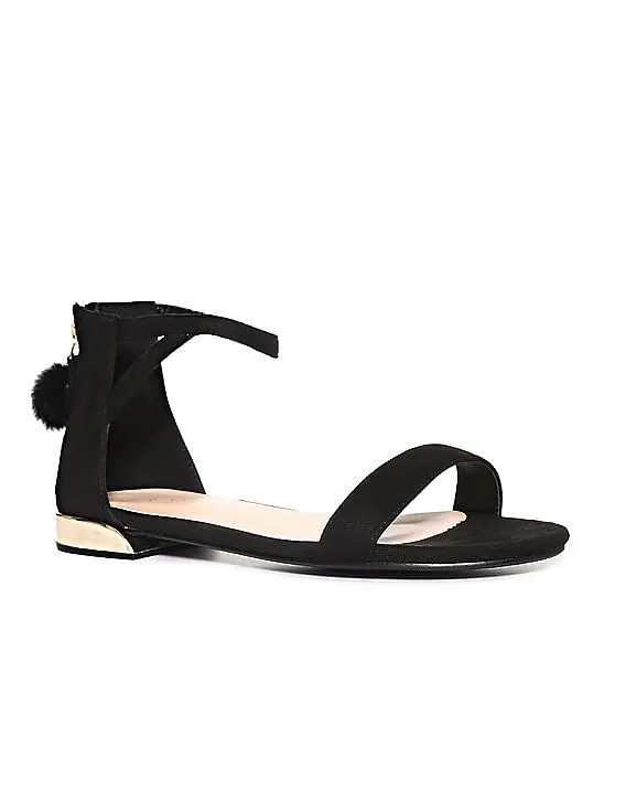 Stride Black Zip Counter Open Toe Sandals