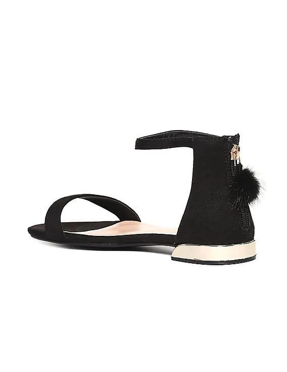 Stride Black Zip Counter Open Toe Sandals