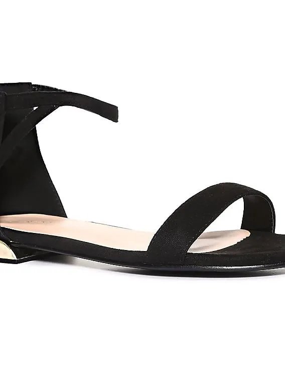 Stride Black Zip Counter Open Toe Sandals