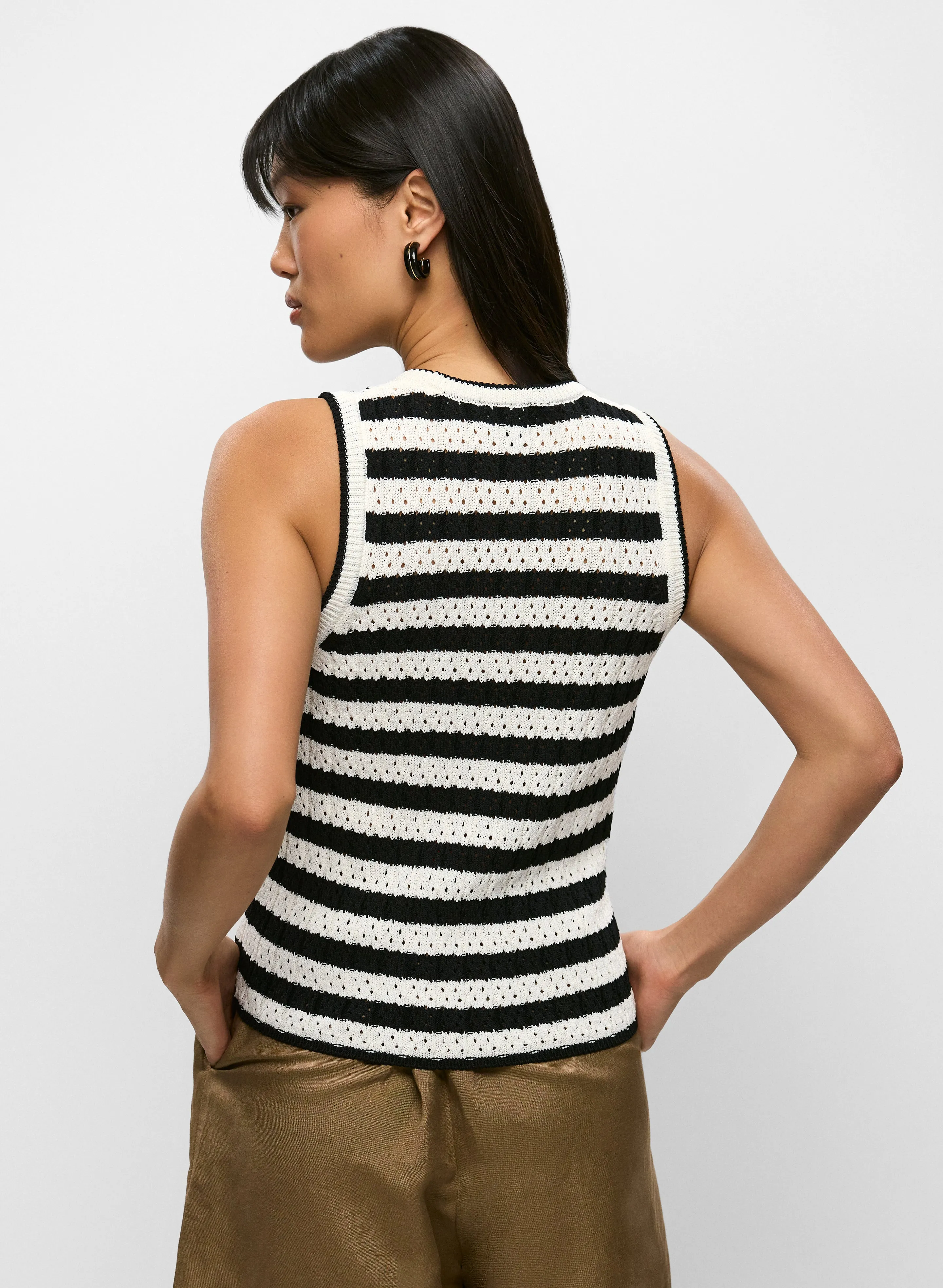 Striped Openwork Tank Top