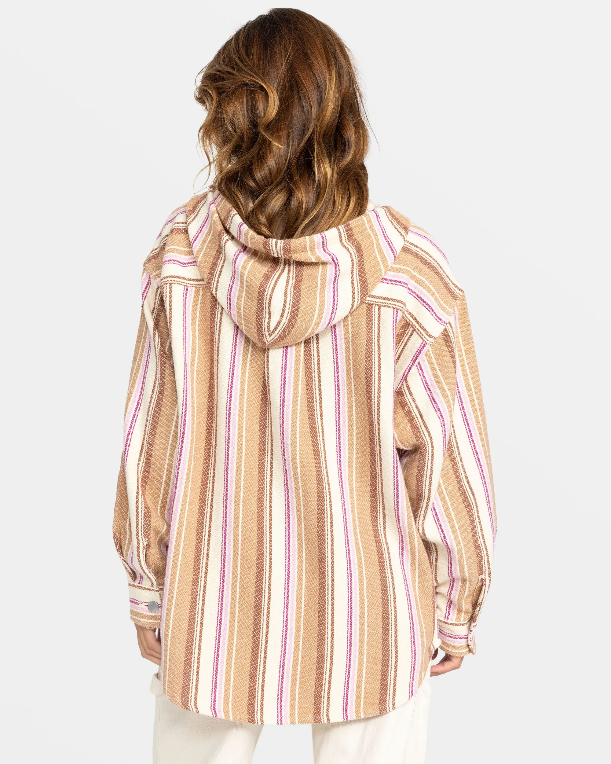 Sunlight Rider Hybrid Poncho Jacket - Camel Coastal Stripe Jacket