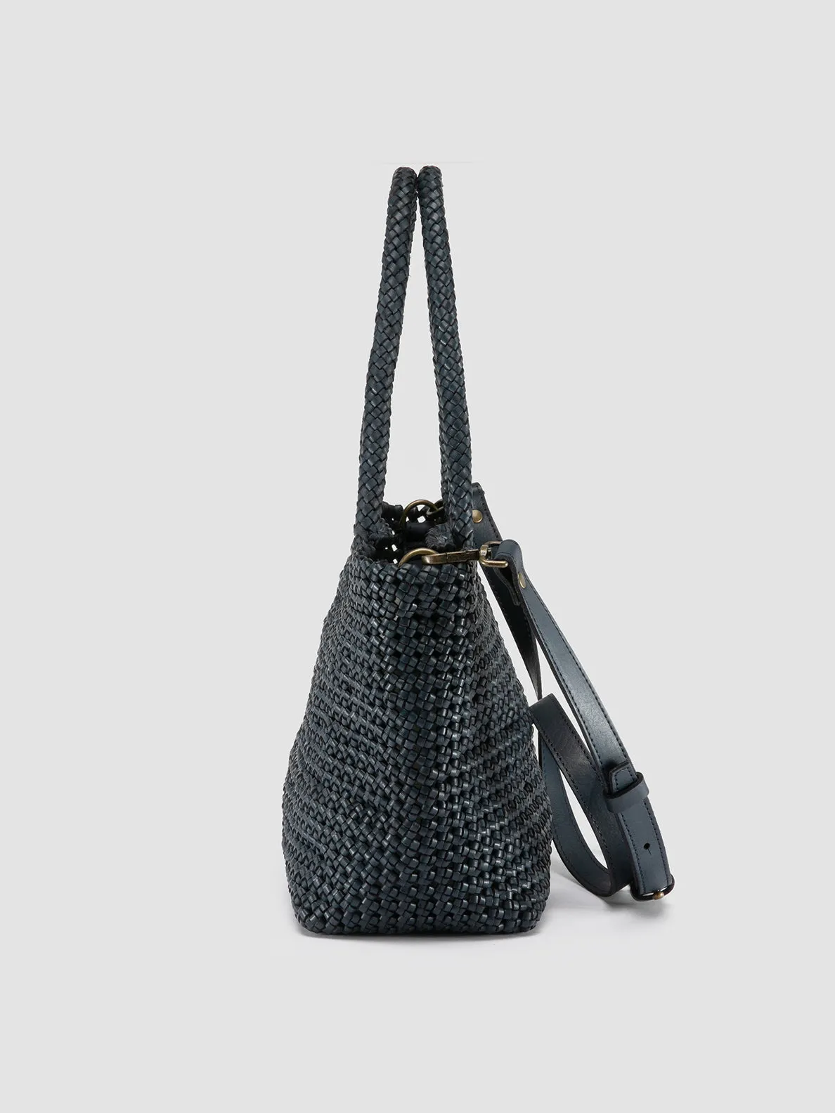 SUSAN 09 - Blue Woven Leather Shoulder Bag